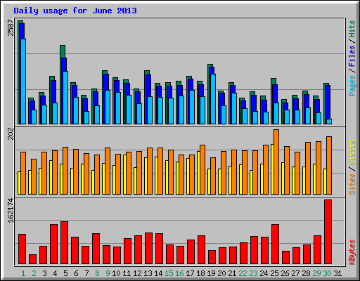 Daily usage for June 2013