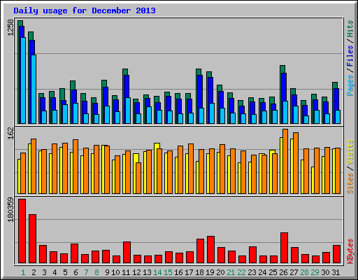 Daily usage for December 2013