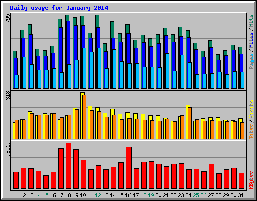 Daily usage for January 2014