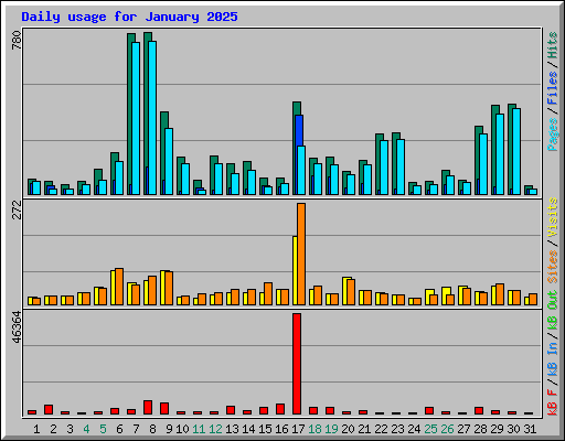 Daily usage for January 2025
