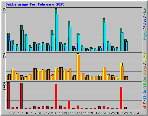 Daily usage for February 2025