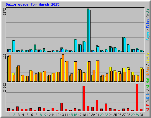 Daily usage for March 2025