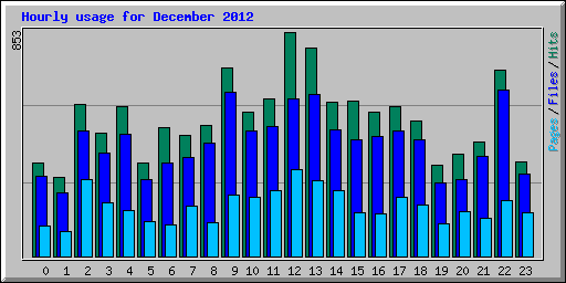 Hourly usage for December 2012